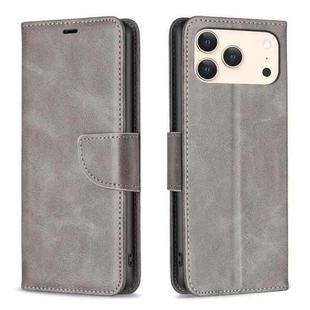 For iPhone 17 Pro Max Lambskin Texture Pure Color Flip Leather Phone Case(Grey)