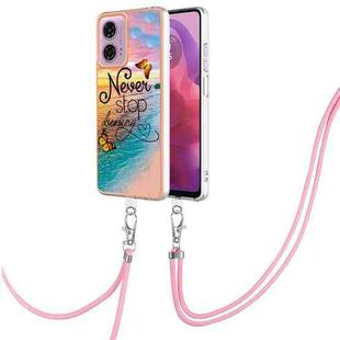 For Motorola Moto G04 4G / G24 4G Electroplating IMD TPU Phone Case with Lanyard(Dream Butterfly)