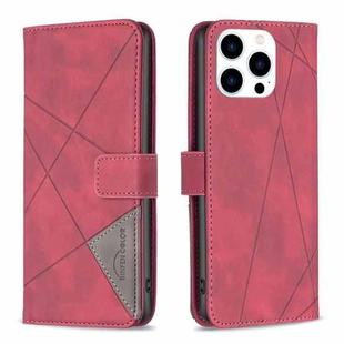 For iPhone 15 Pro Magnetic Buckle Rhombus Texture Leather Phone Case(Red)