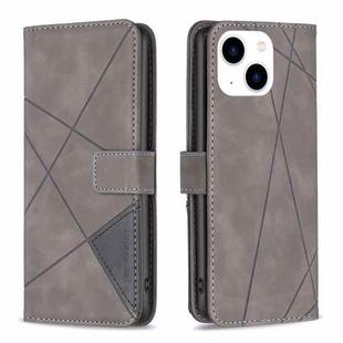 For iPhone 15 Magnetic Buckle Rhombus Texture Leather Phone Case(Grey)