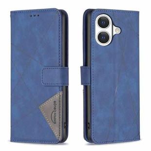 For iPhone 17 Magnetic Buckle Rhombus Texture Leather Phone Case(Blue)