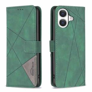 For iPhone 17 Magnetic Buckle Rhombus Texture Leather Phone Case(Green)