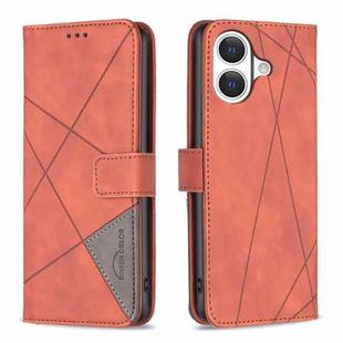 For iPhone 17 Magnetic Buckle Rhombus Texture Leather Phone Case(Brown)