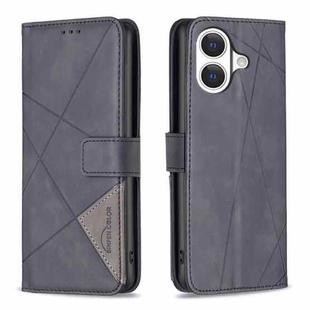 For iPhone 17 Magnetic Buckle Rhombus Texture Leather Phone Case(Black)