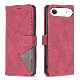 For iPhone 17 Air Magnetic Buckle Rhombus Texture Leather Phone Case(Red)