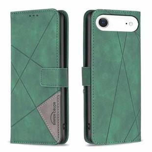 For iPhone 17 Air Magnetic Buckle Rhombus Texture Leather Phone Case(Green)