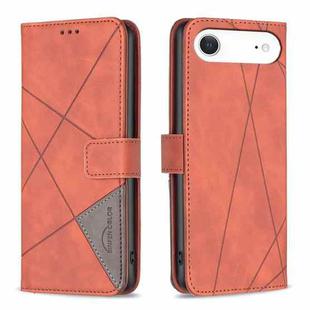 For iPhone 17 Air Magnetic Buckle Rhombus Texture Leather Phone Case(Brown)