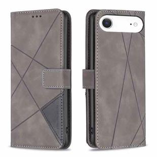 For iPhone 17 Air Magnetic Buckle Rhombus Texture Leather Phone Case(Grey)