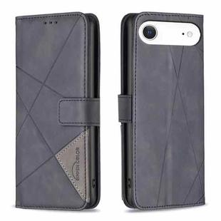 For iPhone 17 Air Magnetic Buckle Rhombus Texture Leather Phone Case(Black)