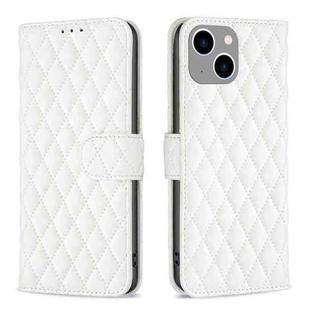 For iPhone 15 Plus Diamond Lattice Wallet Flip Leather Phone Case(White)