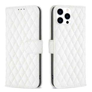 For iPhone 16 Pro Diamond Lattice Wallet Flip Leather Phone Case(White)