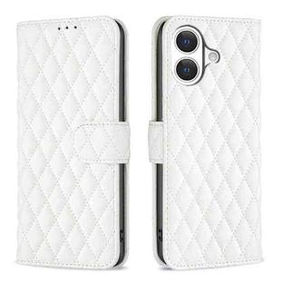 For iPhone 17 Diamond Lattice Wallet Flip Leather Phone Case(White)