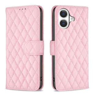 For iPhone 17 Diamond Lattice Wallet Flip Leather Phone Case(Pink)