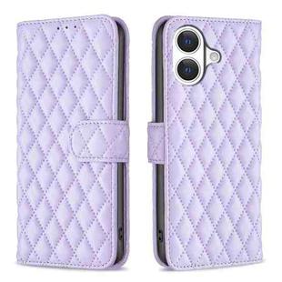 For iPhone 17 Diamond Lattice Wallet Flip Leather Phone Case(Purple)