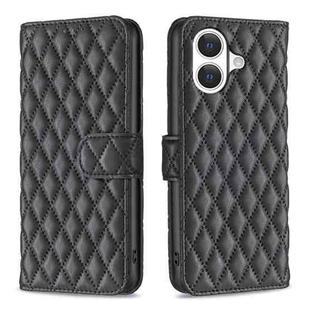 For iPhone 17 Diamond Lattice Wallet Flip Leather Phone Case(Black)