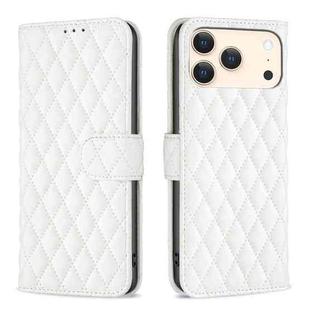 For iPhone 17 Pro Diamond Lattice Wallet Flip Leather Phone Case(White)