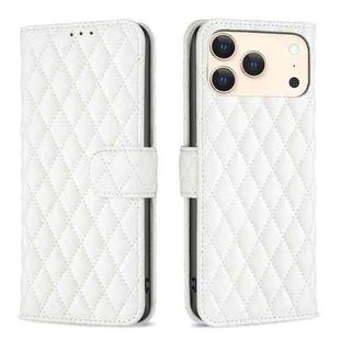 For iPhone 17 Pro Max Diamond Lattice Wallet Flip Leather Phone Case(White)