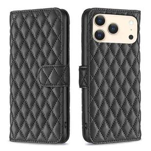 For iPhone 17 Pro Max Diamond Lattice Wallet Flip Leather Phone Case(Black)