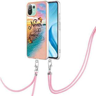For Xiaomi Mi 11 Lite Electroplating IMD TPU Phone Case with Lanyard(Dream Butterfly)