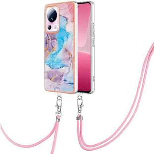 For Xiaomi 13 Lite 5G Electroplating IMD TPU Phone Case with Lanyard(Blue Marble)