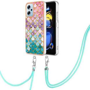For Xiaomi Redmi Note 11T Pro/Note 11T Pro+ Electroplating IMD TPU Phone Case with Lanyard(Colorful Scales)