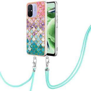 For Xiaomi Redmi 12C/11A 4G Global Electroplating IMD TPU Phone Case with Lanyard(Colorful Scales)