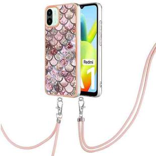 For Xiaomi Redmi A1 Electroplating IMD TPU Phone Case with Lanyard(Pink Scales)
