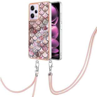 For Xiaomi Redmi Note 12 Pro 5G Global Electroplating IMD TPU Phone Case with Lanyard(Pink Scales)
