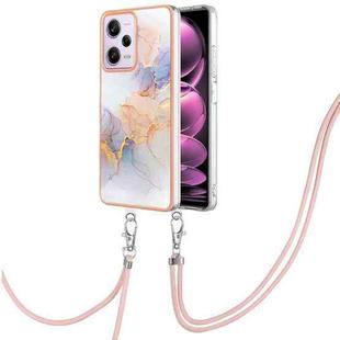 For Xiaomi Redmi Note 12 Pro 5G Global Electroplating IMD TPU Phone Case with Lanyard(White Marble)
