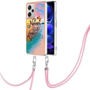 For Xiaomi Redmi Note 12 Pro+ Global Electroplating IMD TPU Phone Case with Lanyard(Dream Butterfly)