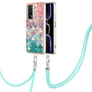 For Xiaomi Poco F5 Pro 5G / Redmi K60 Electroplating IMD TPU Phone Case with Lanyard(Colorful Scales)