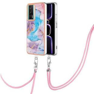 For Xiaomi Poco F5 Pro 5G / Redmi K60 Electroplating IMD TPU Phone Case with Lanyard(Blue Marble)