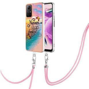 For Xiaomi Redmi Note 12S 4G Electroplating IMD TPU Phone Case with Lanyard(Dream Butterfly)