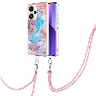 For Xiaomi Redmi Note 13 Pro+ 5G Electroplating IMD TPU Phone Case with Lanyard(Blue Marble)