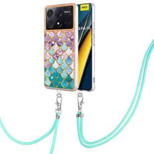 For Xiaomi  Poco X6 Pro  Electroplating IMD TPU Phone Case with Lanyard(Colorful Scales)