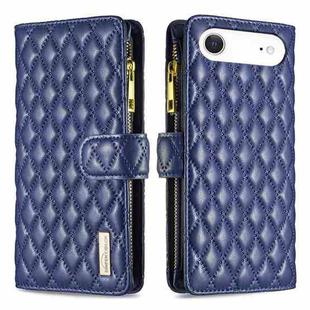 For iPhone 17 Air Diamond Lattice Zipper Wallet Leather Flip Phone Case(Blue)