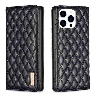 For iPhone 16 Pro Max Diamond Lattice Magnetic Leather Flip Phone Case(Black)