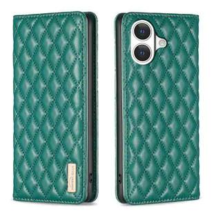 For iPhone 17 Diamond Lattice Magnetic Leather Flip Phone Case(Green)