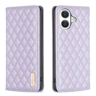 For iPhone 17 Diamond Lattice Magnetic Leather Flip Phone Case(Purple)