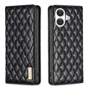 For iPhone 17 Diamond Lattice Magnetic Leather Flip Phone Case(Black)