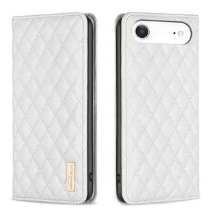 For iPhone 17 Air Diamond Lattice Magnetic Leather Flip Phone Case(White)
