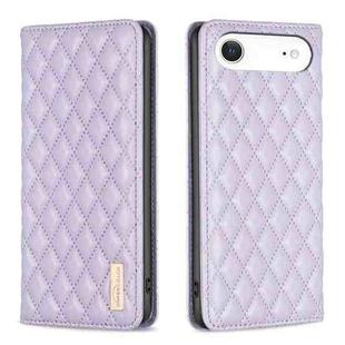 For iPhone 17 Air Diamond Lattice Magnetic Leather Flip Phone Case(Purple)
