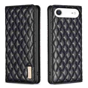 For iPhone 17 Air Diamond Lattice Magnetic Leather Flip Phone Case(Black)