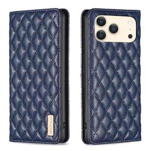 For iPhone 17 Pro Max Diamond Lattice Magnetic Leather Flip Phone Case(Blue)