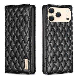 For iPhone 17 Pro Max Diamond Lattice Magnetic Leather Flip Phone Case(Black)