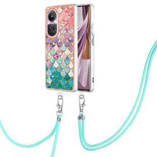 For OPPO Reno10 Pro 5G Global Electroplating IMD TPU Phone Case with Lanyard(Colorful Scales)