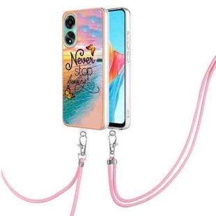 For OPPO A78 4G Electroplating IMD TPU Phone Case with Lanyard(Dream Butterfly)