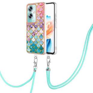 For OPPO A79 5G Global Electroplating IMD TPU Phone Case with Lanyard(Colorful Scales)