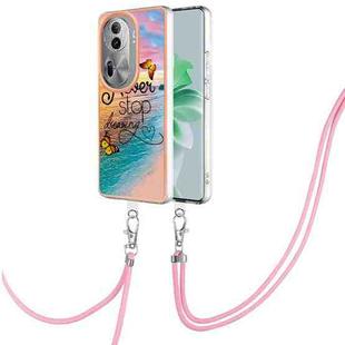 For OPPO Reno11 Pro 5G Global Electroplating IMD TPU Phone Case with Lanyard(Dream Butterfly)