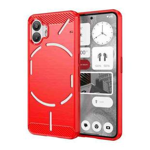 For Nothing Phone 2 Brushed Texture Carbon Fiber TPU Phone Case(Red)